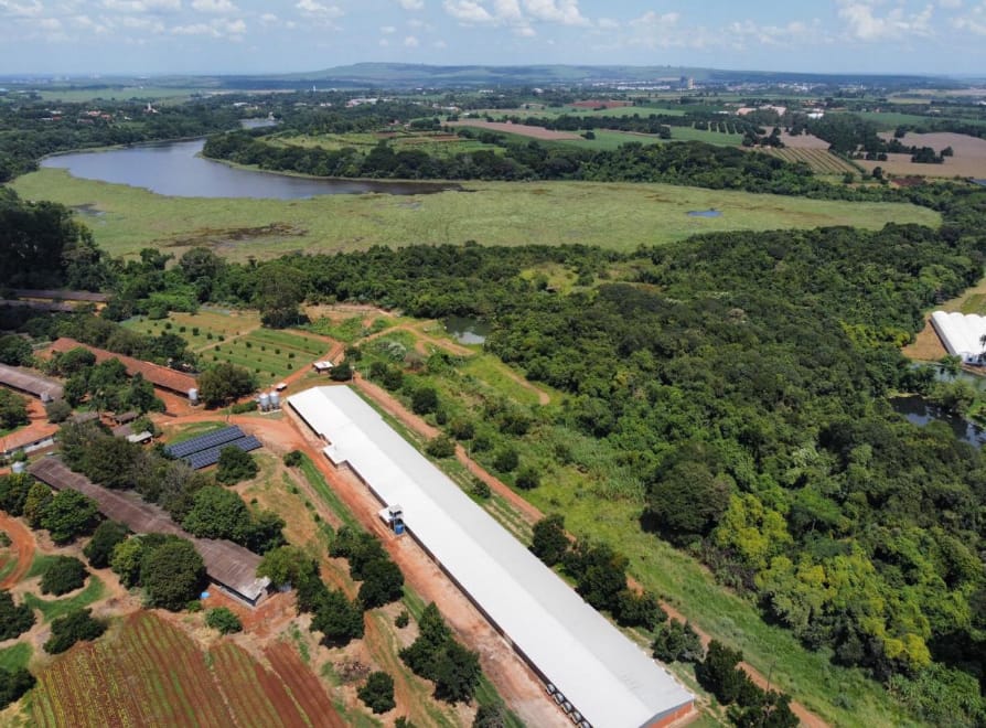 Aviário — propriedade rural. Geração para os galpões e a sede, na região de Araras.